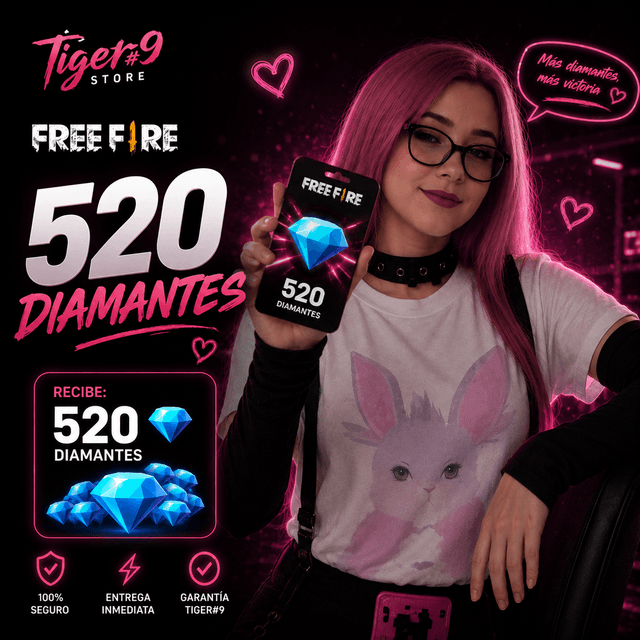 Pin Free Fire - 520 Diamantes + 10% Bono