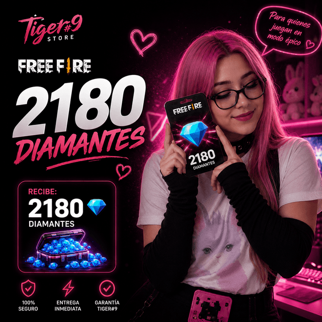 Pin Free Fire - 2.180 Diamantes + 10% Bono